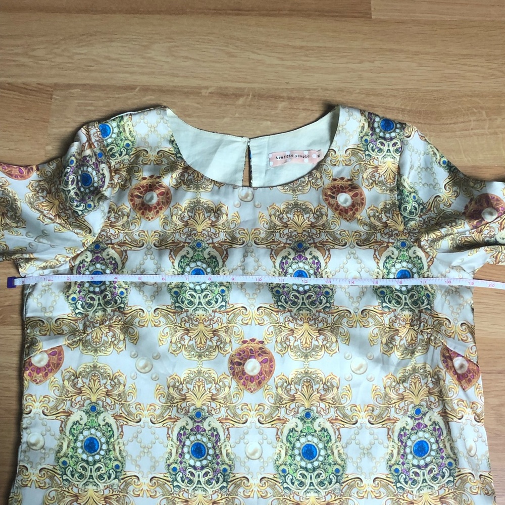 TRAFFIC PEOPLE gold bejeweled jewel print Dress M - Picture 10 of 14